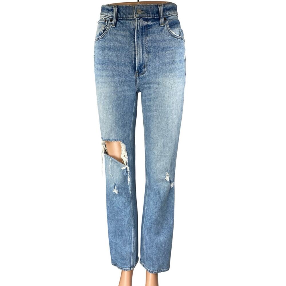 Abercrombie & Fitch 90s Straight Ultra High Rise Distressed Denim Jeans Pants 24